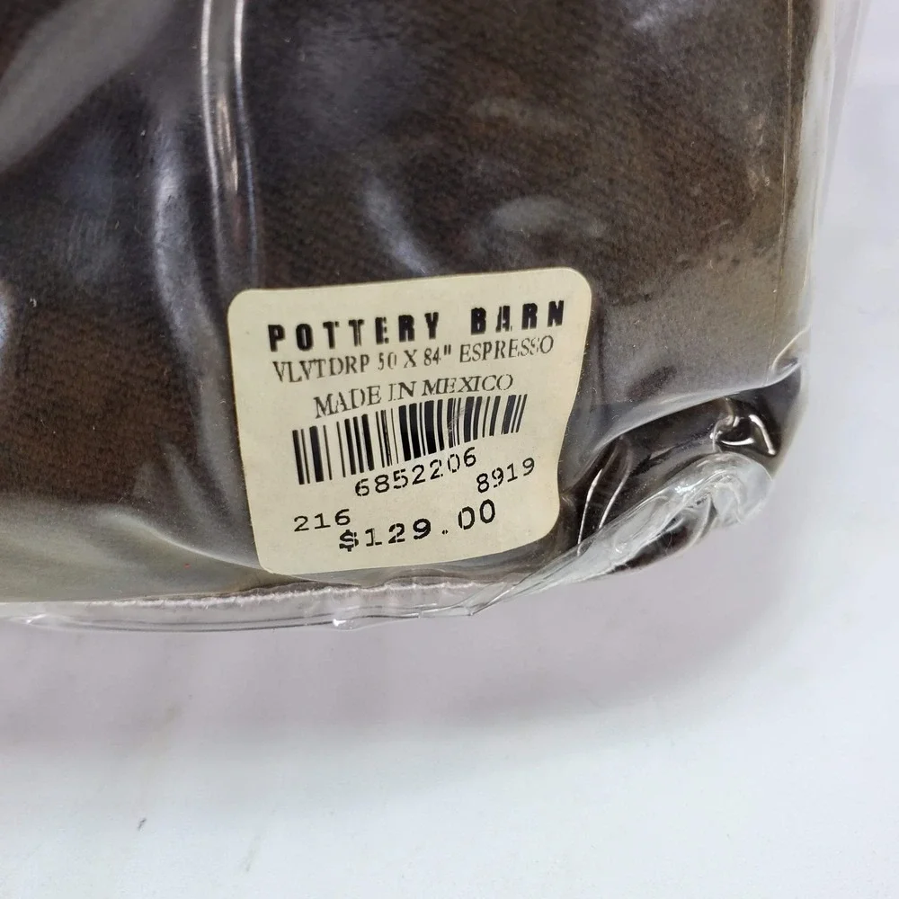 Pottery‎ Barn Velvet Drape Espresso 50x84 Pole Pocket Lined Window Curtain NEW